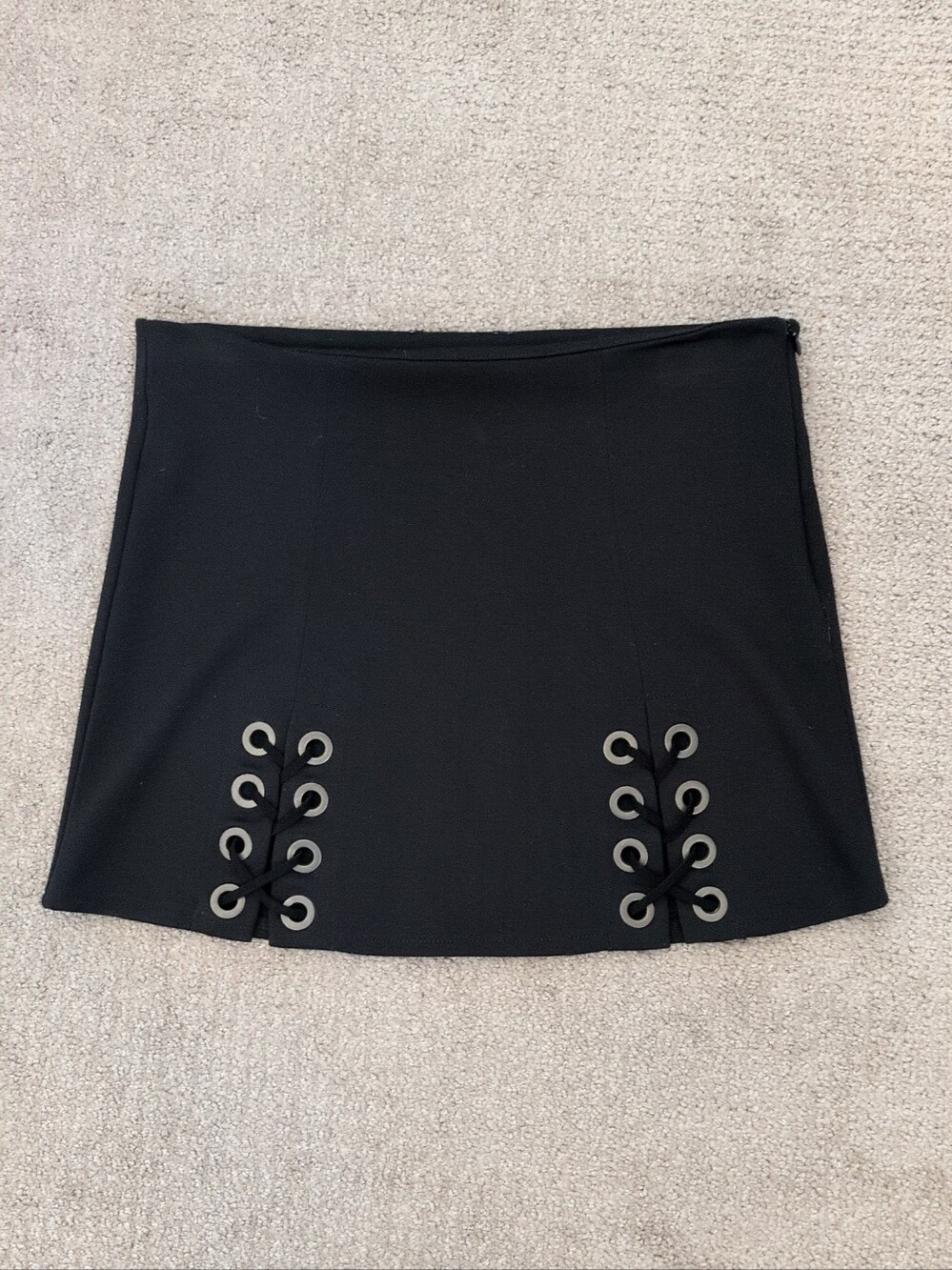 Black Grommet Mini Skirt